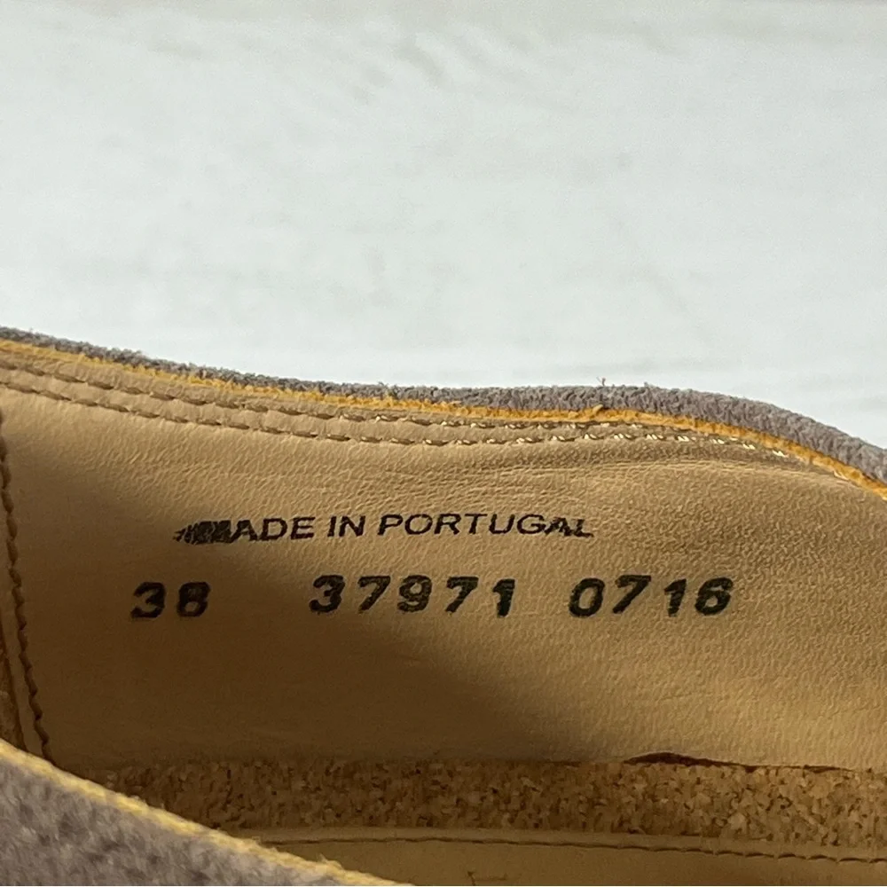 The Office Of Angela Scott Tan Suede Mr. Derby Wedge Oxford Size 38 US 8